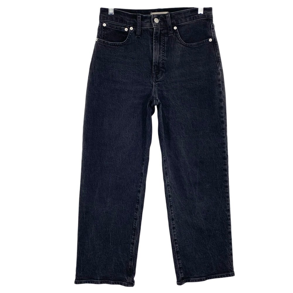 Madewell The Perfect Vintage Wide Leg Crop Black Denim Jean